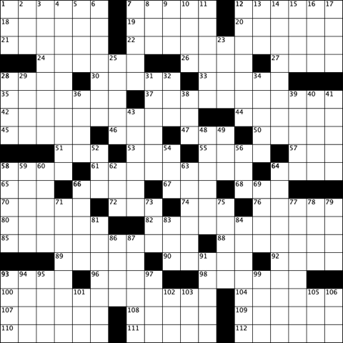 June 6, 2021 crossword grid