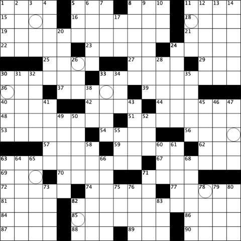 August 15, 2021 Crossword Grid